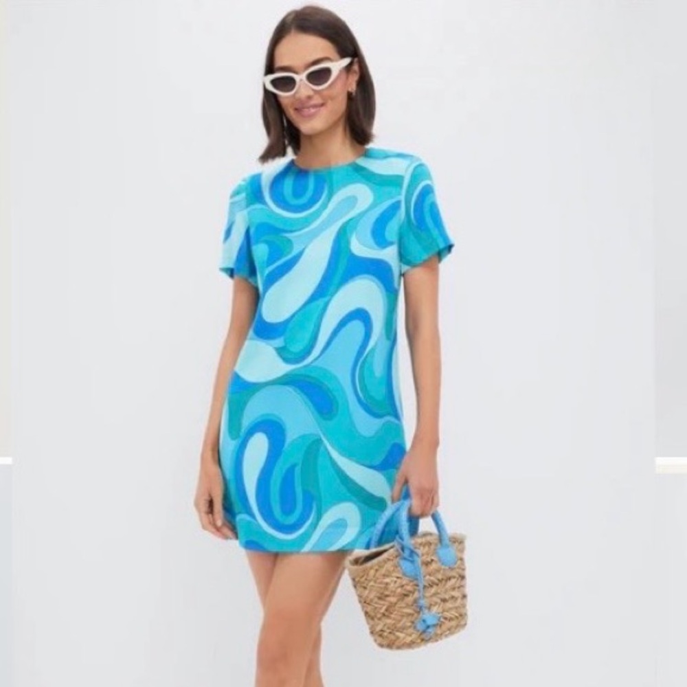 HYACINTH HOUSE BLUE RETRO GEO DUFFY MINI DRESS 💙👗